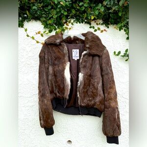 Vintage fur bomber jacket